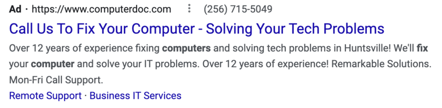 computer doc google ppc ad