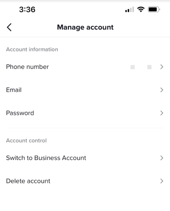 business account tiktok screenshot