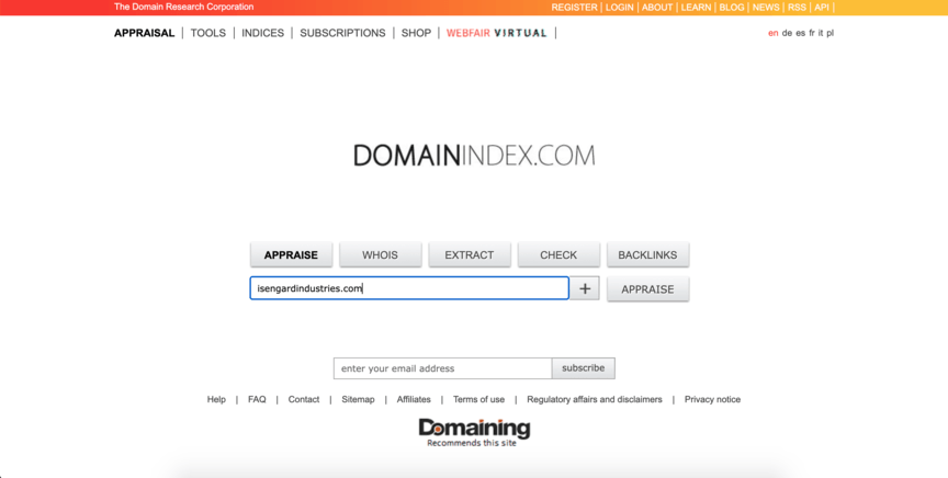 domain value domain index homescreen