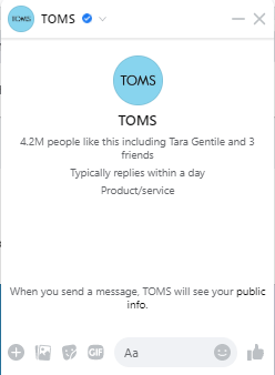 toms messaging facebook